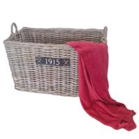Grote opbergmand - op wieltjes - bruin - 90 x 55 x 53 cm - rotan - gevlochten riet - mand