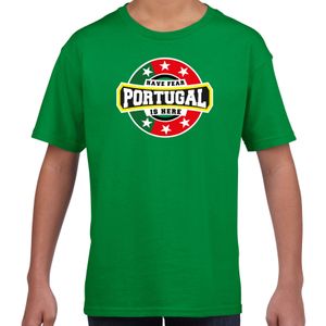 Have fear Portugal is here / Portugal supporter t-shirt groen voor kids