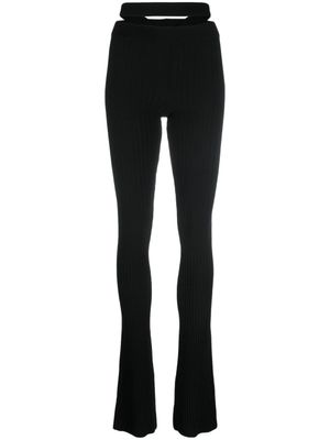 ANDREĀDAMO pantalon nervuré à coupe évasée - Noir