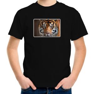 Dieren t-shirt met tijgers foto zwart voor kinderen