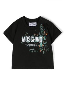 Moschino Kids t-shirt en coton à effet taches de peinture - Noir