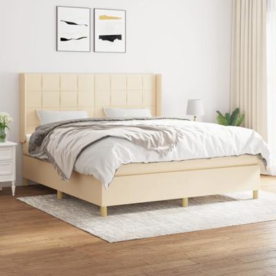 Boxspring met matras stof crèmekleurig 160x200 cm