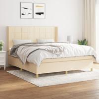 Boxspring met matras stof crèmekleurig 160x200 cm