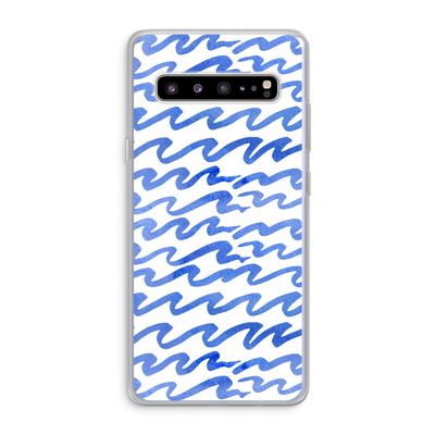 Blauwe golven: Samsung Galaxy S10 5G Transparant Hoesje