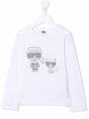 Karl Lagerfeld Kids t-shirt K/Ikonic à détails de clous - Blanc