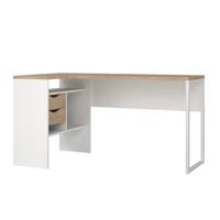 FunctionPlus bureau hoek 3 planken 2 laden okkernoot decor wit. - thumbnail