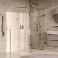 Brauer Void - Inloopdouche - Helder Glas - 110 x 200 cm - met Zijwand 40 cm - incl. Glascoating - PVD Goud Geborsteld