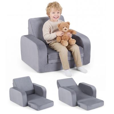 Uitklapbare Kinderbank 3-in-1 Kinderbank met Ultrazacht Kristalvelours en Elastisch Materiaal Kinderfauteuil met Afneembare en Machinewasbare Hoes