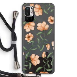 Peachy flowers: Xiaomi Redmi Note 10 5G Transparant Hoesje met koord