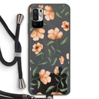 Peachy flowers: Xiaomi Redmi Note 10 5G Transparant Hoesje met koord