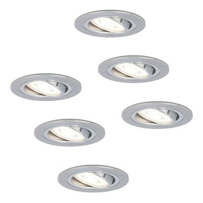 Set van 6 Chandler LED inbouwspots - GU10 5 Watt 400 lumen - 6000K Daglicht wit - Dimbaar - Rond - Kantelbaar - IP20 Voor binnen - RVS