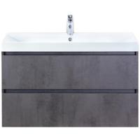 Maxx XL Badmeubelset 100 cm - Beton Antraciet - Wastafel Just 1 Kraangat