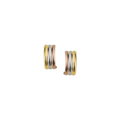 14K Tricolor Gouden Stekeroorringen - Geel, Wit en Roségoud - 11mm