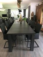 Set van 10 leren eetkamerstoelen - met sledepoot en armleuning - zwart leer - Echt leer, Industrieel, ontdek de vele Leersoorten en Kleuren bij ShopX