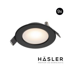 Inbouwspot Häsler Murcia Incl. Fase Aansnijding Dimbaar 9.2 cm 4 Watt Warm Wit Zwart Set 9x