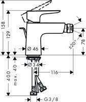 Hansgrohe Talis E Bidetkraan Met Waste Chroom - thumbnail