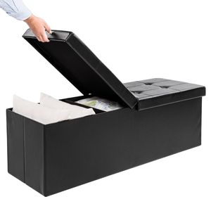 Opvouwbare Zitbank met opbergruimte en deksel - 115cm - Zwart