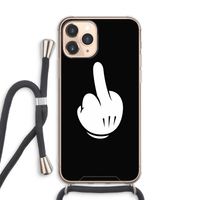 Middle finger black: iPhone 11 Pro Max Transparant Hoesje met koord
