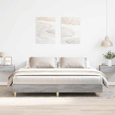 Bedframe zonder matras 160x200 cm spaanplaat grijs Sonoma