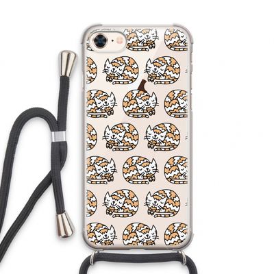 Slapende poes: iPhone 8 Transparant Hoesje met koord