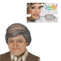 Verkleedpruik voor heren - Opa/Abraham/bejaarde - met brilletje - Carnaval - Oude man