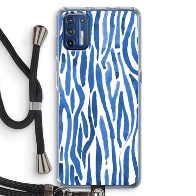 Blauwe nerven: Motorola Moto G9 Plus Transparant Hoesje met koord