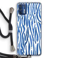 Blauwe nerven: Motorola Moto G9 Plus Transparant Hoesje met koord