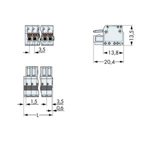 WAGO 2734-102 Female behuizing (kabel) 2734 Totaal aantal polen: 2 Rastermaat: 3.50 mm Inhoud: 200 stuk(s)