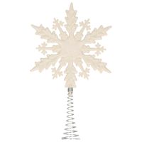 Kunststof kerstboom platte sneeuwvlok piek glitter wit 20 cm - thumbnail