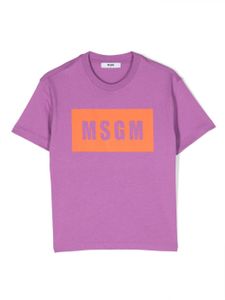 MSGM Kids t-shirt en coton à logo imprimé - Violet