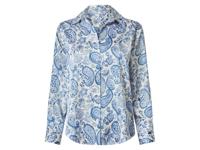 esmara Satijnen dames blouse (Wit/blauw, XS (32/34))