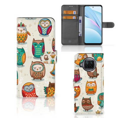 Xiaomi Mi 10T Lite Telefoonhoesje met Pasjes Vrolijke Uilen Xiaomi Mi 10T Lite Telefoonhoesje met Pasjes Vrolijke Uilen