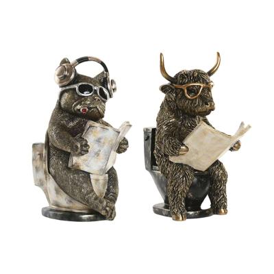 Decoratieve figuren Home ESPRIT Gouden Zilverkleurig 14,5 X 11 X 20,5 CM (2 Stuks)