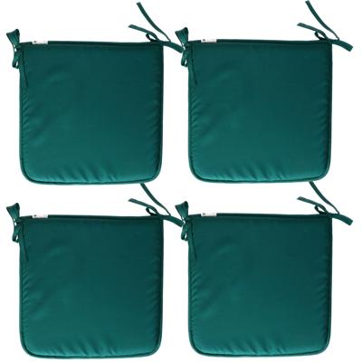 Stof Textile Home stoelkussens - 4x - emerald groen - 38 x 38 x 3 cm - voor binnen - vierkant