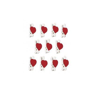 Valentijn / huwelijk artikelen - 12x stuks mini knijpertjes met rode hartjes - van 2,5 cm Valentijn / huwelijk artikelen - 12x stuks mini knijpertjes met rode hartjes - van 2,5 cm