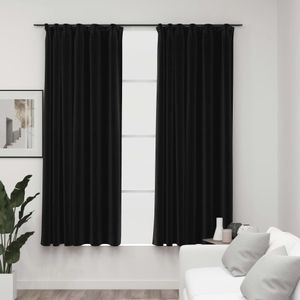 VidaXL Gordijnen linnen verduisterend haken 2 st 140x175 cm antraciet