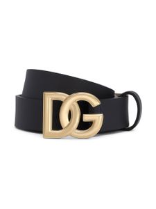 Dolce & Gabbana Kids ceinture en cuir à logo DG - Noir