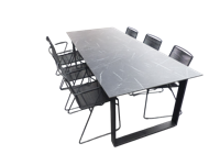 Set van Teeburu tafel 240x120x76 cm slate en 6 Jason stoelen lava - Yoi