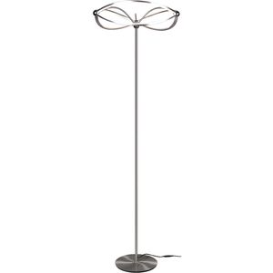 LED Vloerlamp - Trion Charis - 31W - Warm Wit 3000K - Dimbaar - Rond - Mat Nikkel - Aluminium