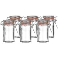 Voorraadpotje/kruidenpotje - 6x - mini - 70 ml - glas - met beugelsluiting