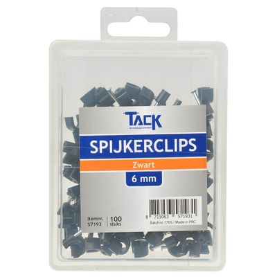Spijkerclips zwart 6mm 100 stuks