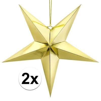 Kerstster - 2x - goud - 70 cm - decoratie ster - karton - lampion - kerstversiering Kerstster - 2x - goud - 70 cm - decoratie ster - karton - lampion - kerstversiering