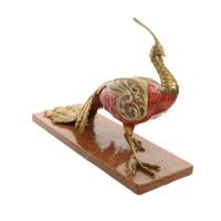 A BRONZE MOUNTED MODERNIST PORCELAIN PHEASANT ON BASE