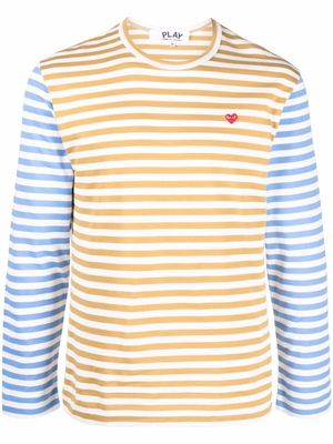 Comme Des Garçons Play t-shirt rayé à logo brodé - Bleu