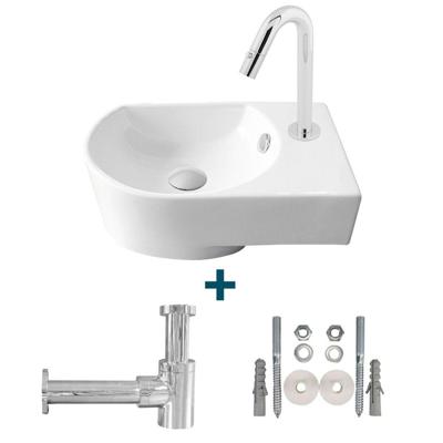 Go by Van Marcke Flexy fonteinset rechts 41x27x142cm inclusief koudwaterkraan en sifon porselein wit sw10735/sw21230/sw290278/sw291030/sw293011/