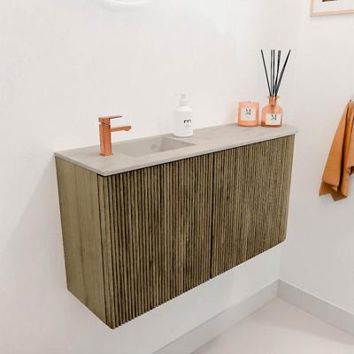 Toiletmeubel Mondiaz Joya Dlux | 81.6 cm | Meubelkleur Dusk | Faye wastafel Opalo Wasbak Links | 1 kraangat