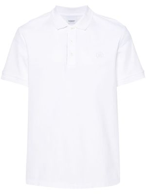 Burberry polo à logo brodé - Blanc