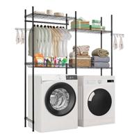 VEVOR Opbergrek boven wasmachine/droger, dubbele rij, 4 lagen, zwart