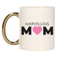 Cadeau koffie/thee mok voor Mama - goud - marvellous Mama - keramiek - 300 ml - Moederdag