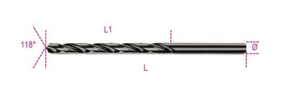 Beta Spiraalboren, lange uitvoering HSS volledig geslepen gebruneerd 412L 8,00 - 004120256